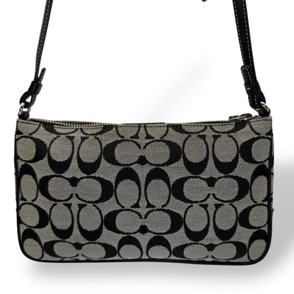COACH Shoulder Bag Purse Signature 6338 Canvas Black Authentic