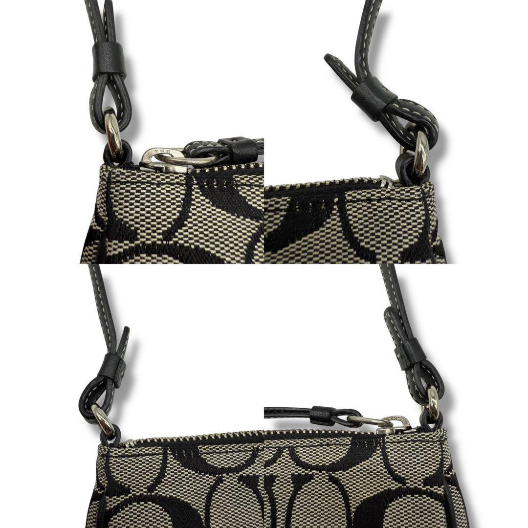 COACH Shoulder Bag Purse Signature 6338 Canvas Black Authentic