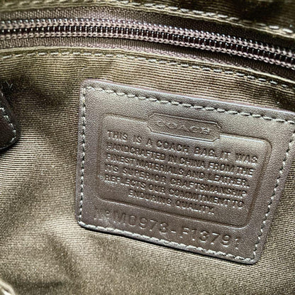 COACH Shoulder Bag Purse Turn Lock Signature Leather Brown Authentic