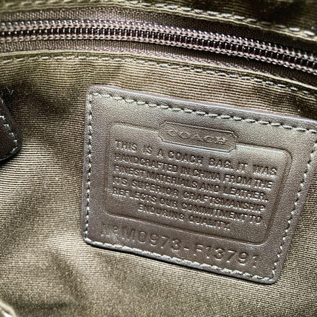 COACH Shoulder Bag Purse Turn Lock Signature Leather Brown Authentic