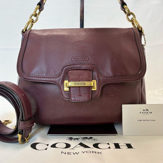 COACH Shoulder Bag Purse 2way Soho Leather Wine Red Authentic
