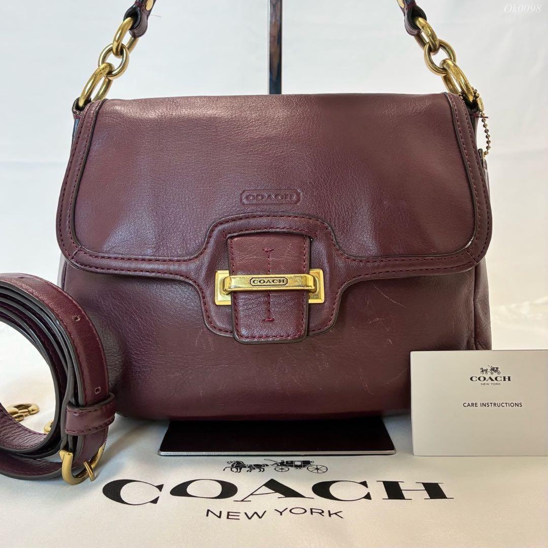 COACH Shoulder Bag Purse 2way Soho Leather Wine Red Authentic
