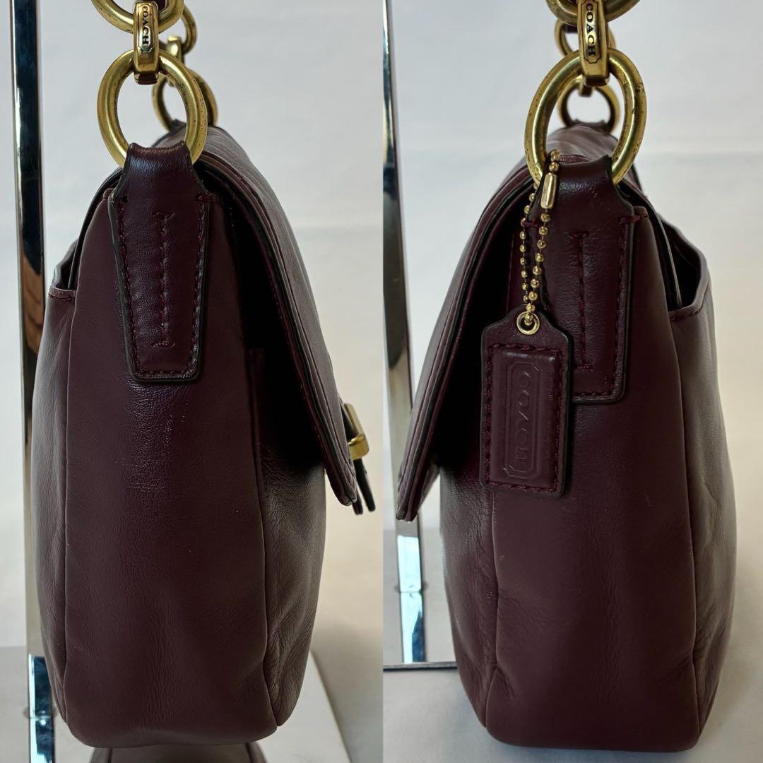 COACH Shoulder Bag Purse 2way Soho Leather Wine Red Authentic