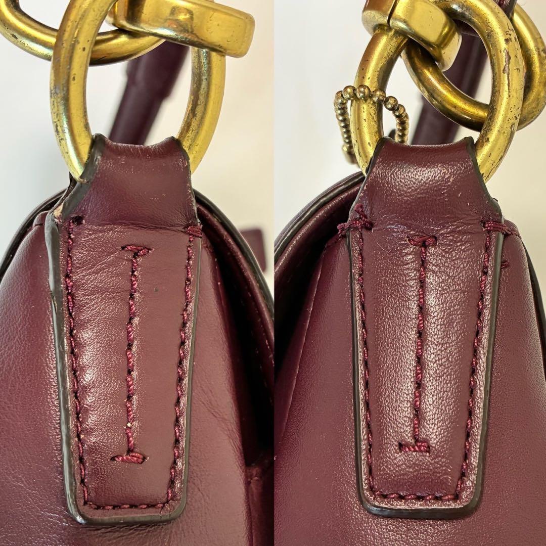 COACH Shoulder Bag Purse 2way Soho Leather Wine Red Authentic