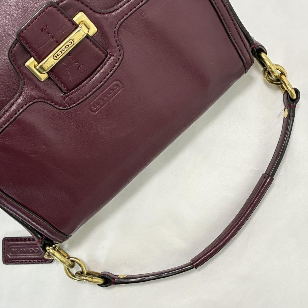 COACH Shoulder Bag Purse 2way Soho Leather Wine Red Authentic
