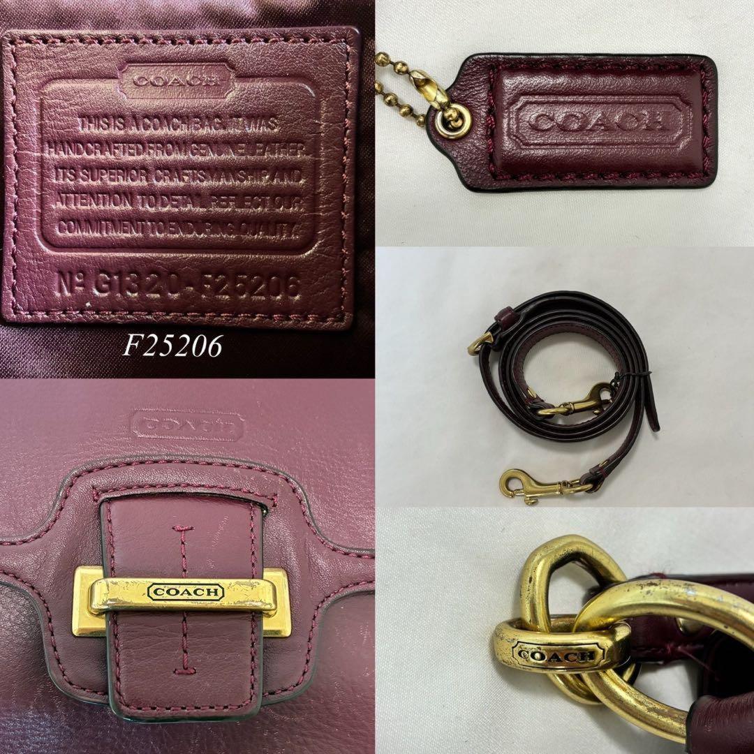 COACH Shoulder Bag Purse 2way Soho Leather Wine Red Authentic