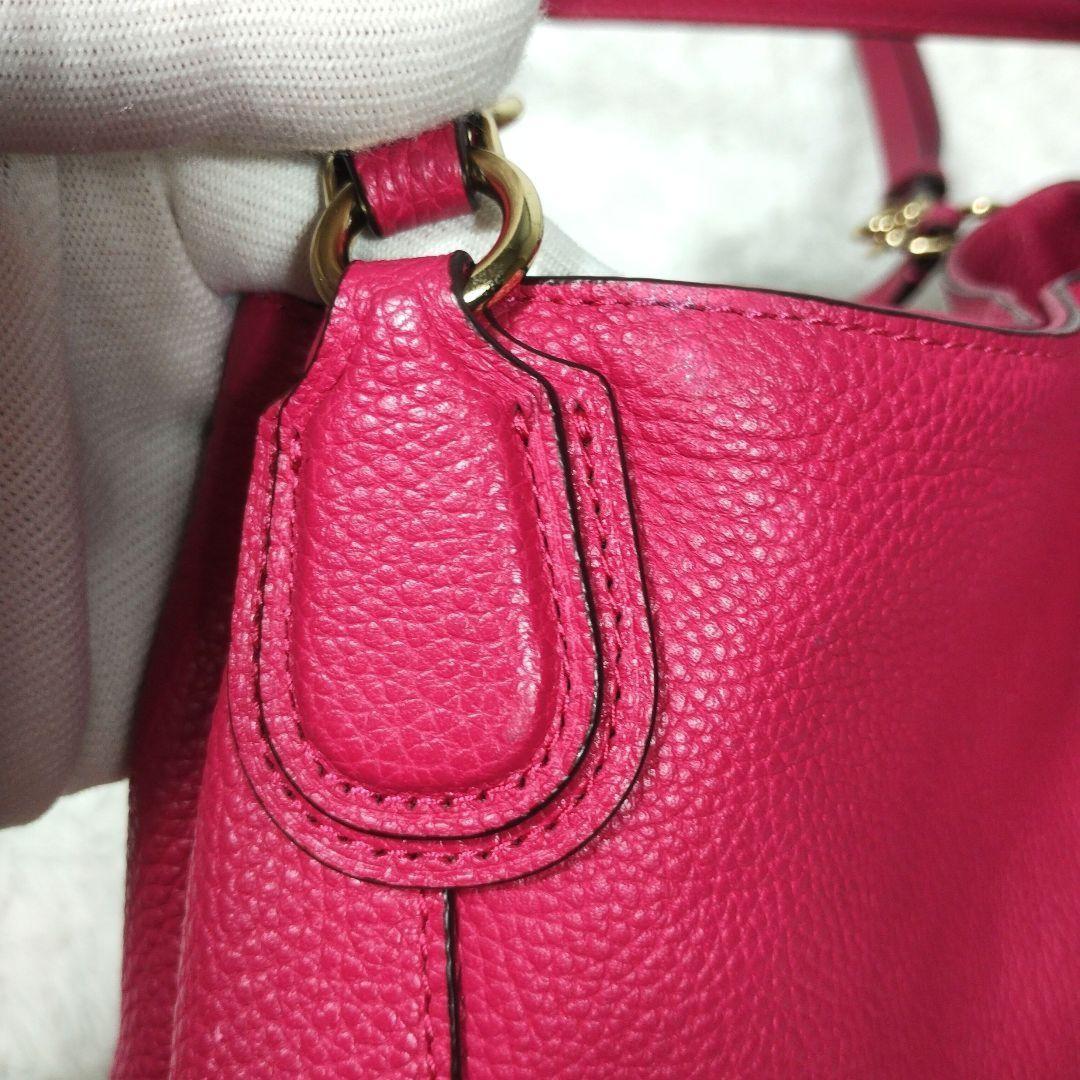 COACH Hand Shoulder Bag Tote Purse 2way 35983 Leather Pink Authentic