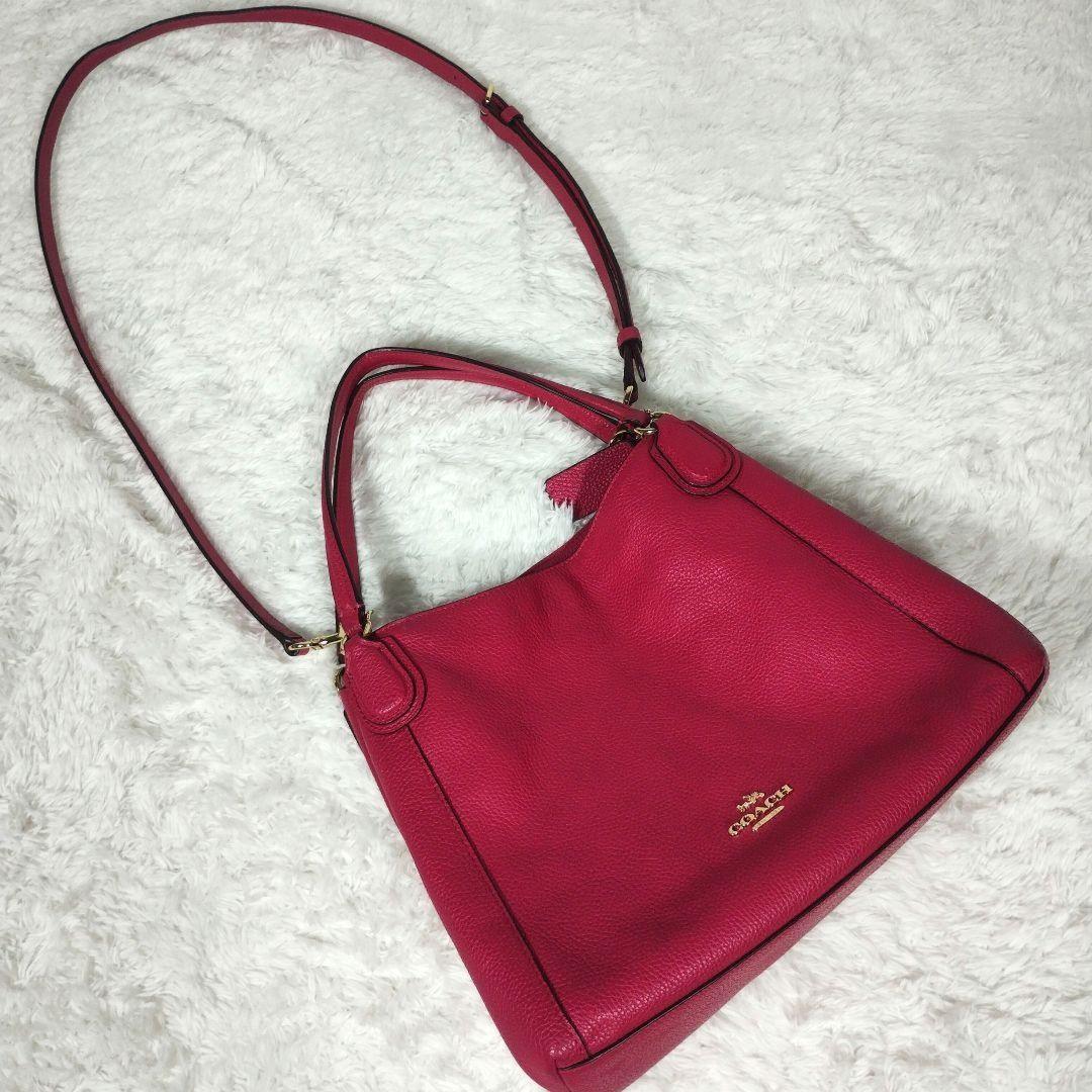COACH Hand Shoulder Bag Tote Purse 2way 35983 Leather Pink Authentic