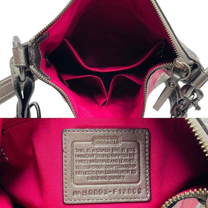 COACH Shoulder Bag Purse Signature Patchwork Canvas Leather Pink Authentic
