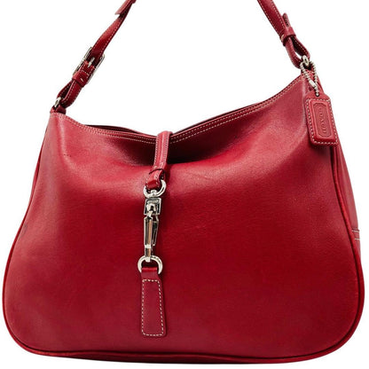 COACH Shoulder Bag Purse Leather Red Authentic