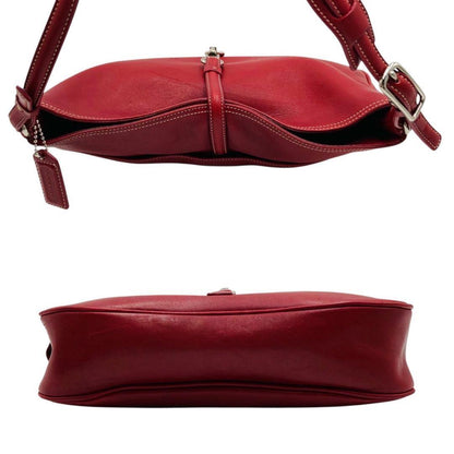 COACH Shoulder Bag Purse Leather Red Authentic