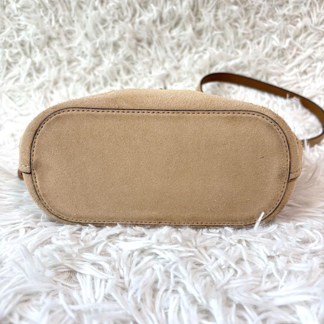 COACH Shoulder Bag Purse Suede Beige Authentic