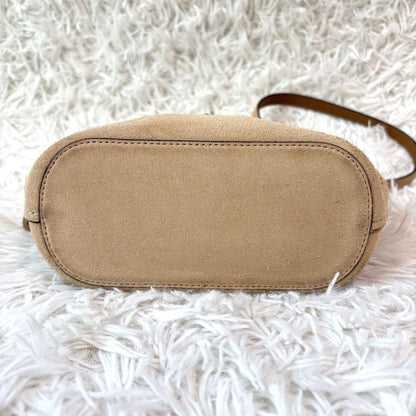 COACH Shoulder Bag Purse Suede Beige Authentic