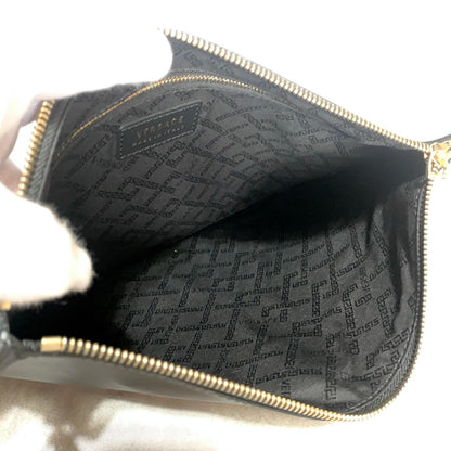VERSACE Clutch Bag Medusa Purse Handbag Leather Black Gold Used Unisex Authentic