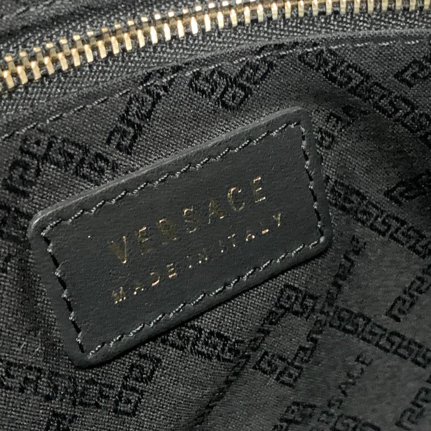 VERSACE Clutch Bag Medusa Purse Handbag Leather Black Gold Used Unisex Authentic