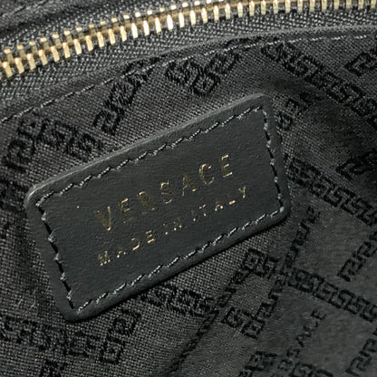 VERSACE Clutch Bag Medusa Purse Handbag Leather Black Gold Used Unisex Authentic