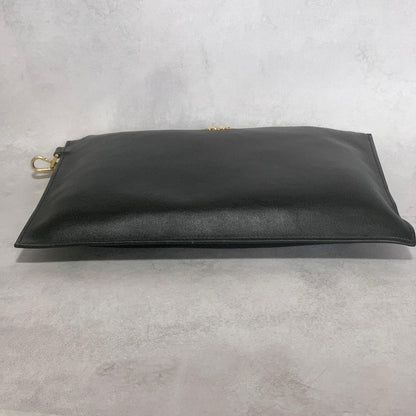 VERSACE Clutch Bag Medusa Purse Handbag Leather Black Gold Used Unisex Authentic