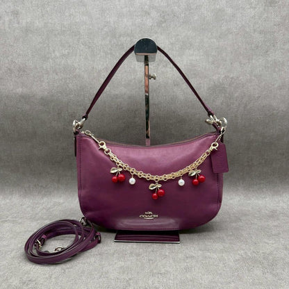 COACH Hand Shoulder Bag Tote Purse 2way Soho Hobo Leather Purple Authentic