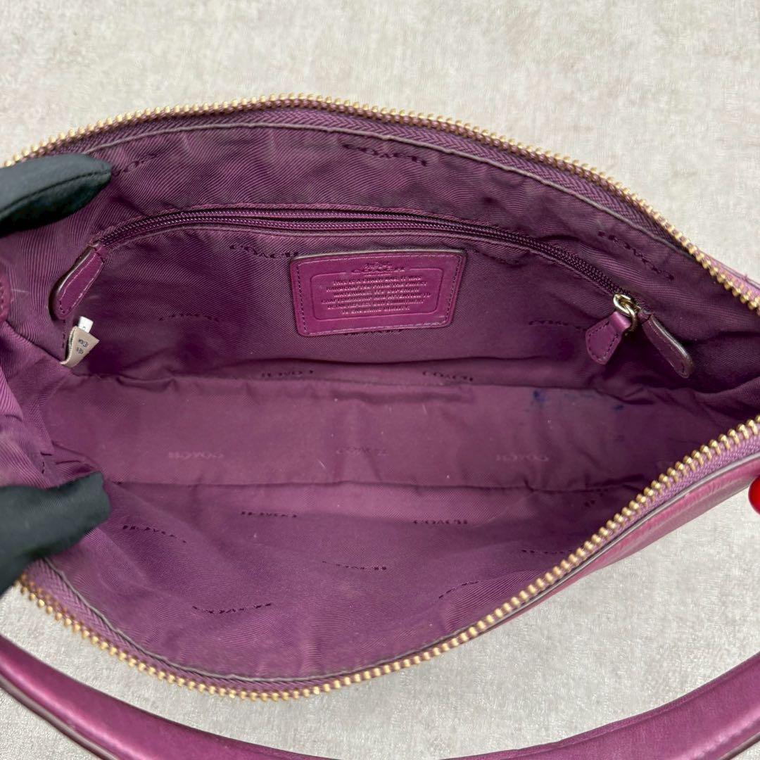 COACH Hand Shoulder Bag Tote Purse 2way Soho Hobo Leather Purple Authentic