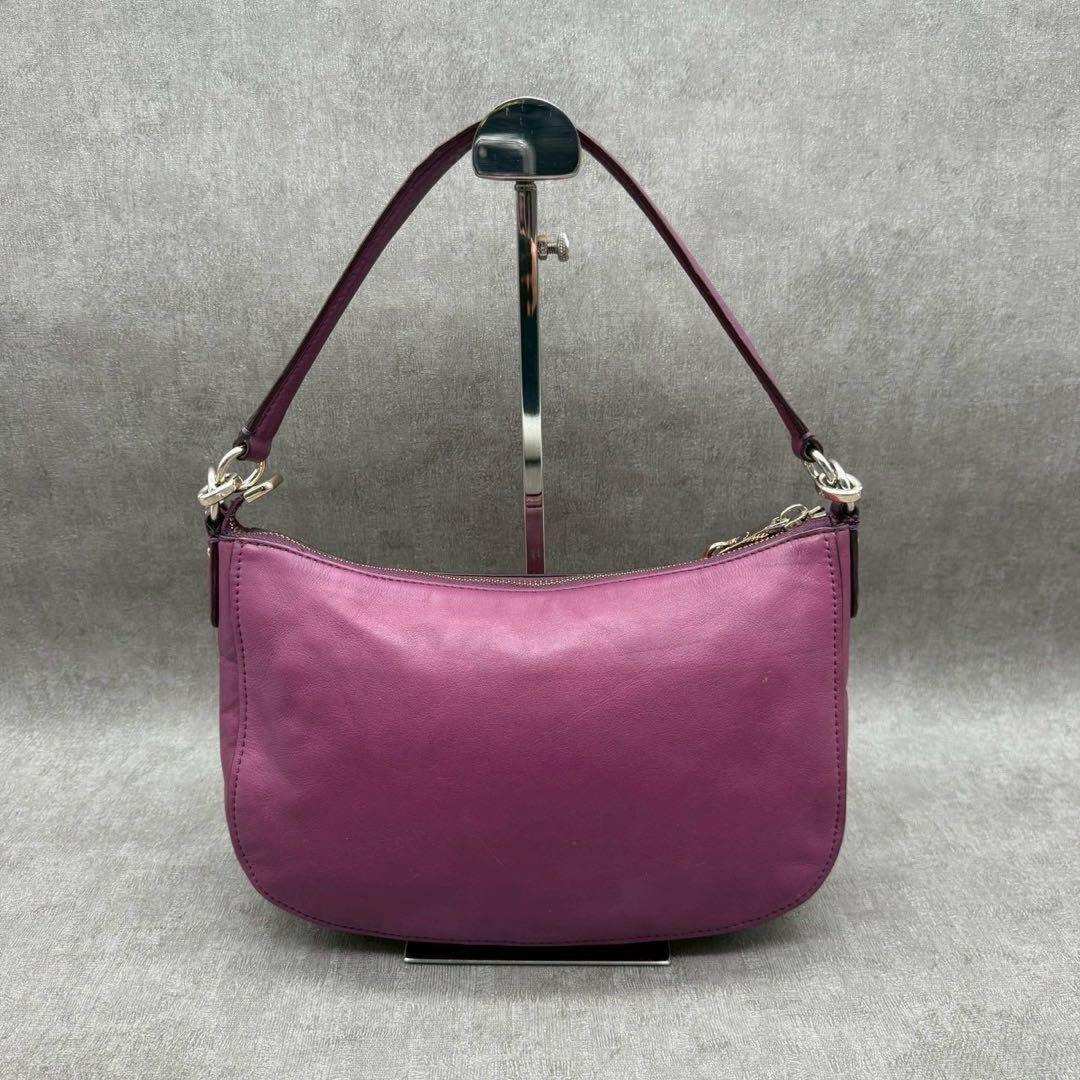 COACH Hand Shoulder Bag Tote Purse 2way Soho Hobo Leather Purple Authentic
