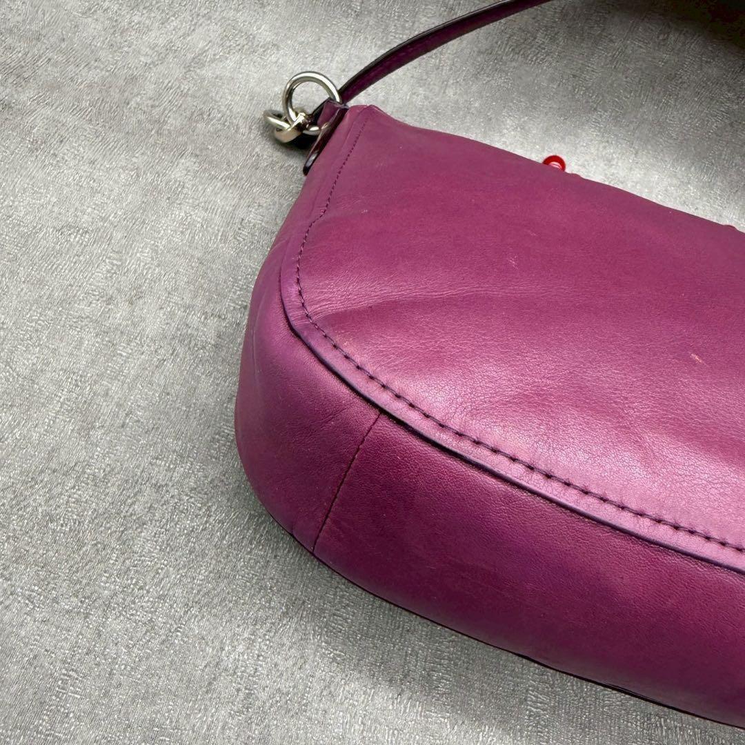 COACH Hand Shoulder Bag Tote Purse 2way Soho Hobo Leather Purple Authentic