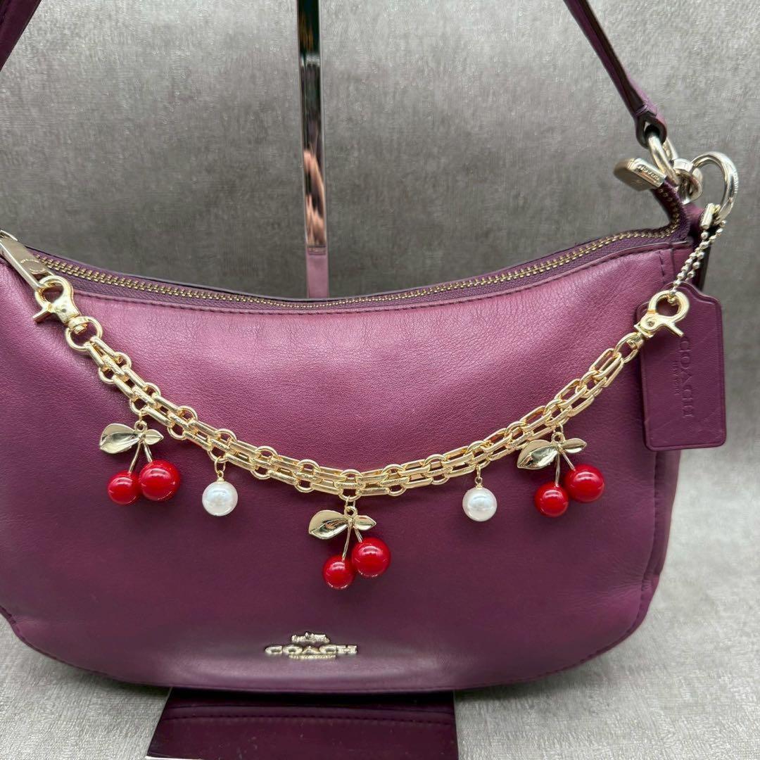 COACH Hand Shoulder Bag Tote Purse 2way Soho Hobo Leather Purple Authentic