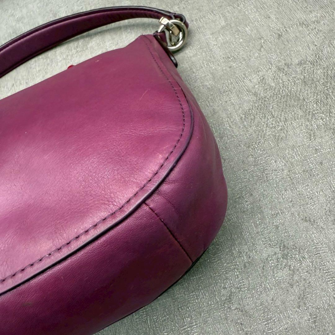 COACH Hand Shoulder Bag Tote Purse 2way Soho Hobo Leather Purple Authentic
