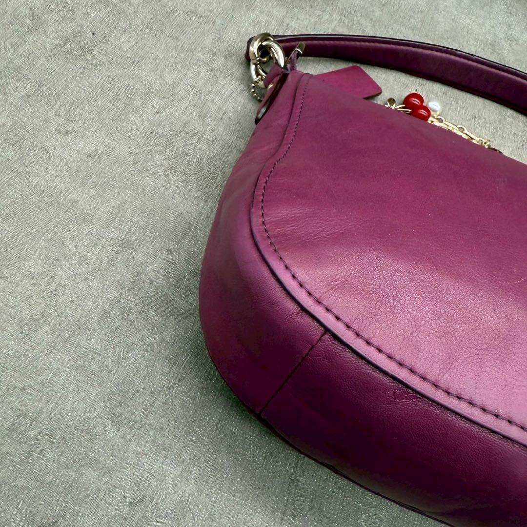 COACH Hand Shoulder Bag Tote Purse 2way Soho Hobo Leather Purple Authentic