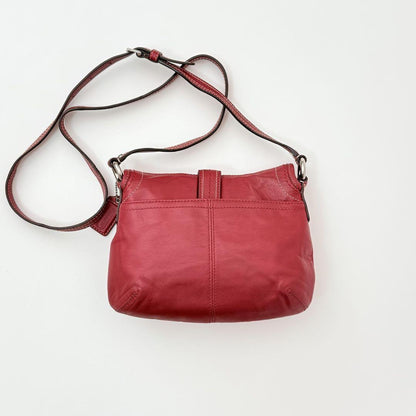 COACH Shoulder Bag Purse Soho Stitch Leather Red Authentic