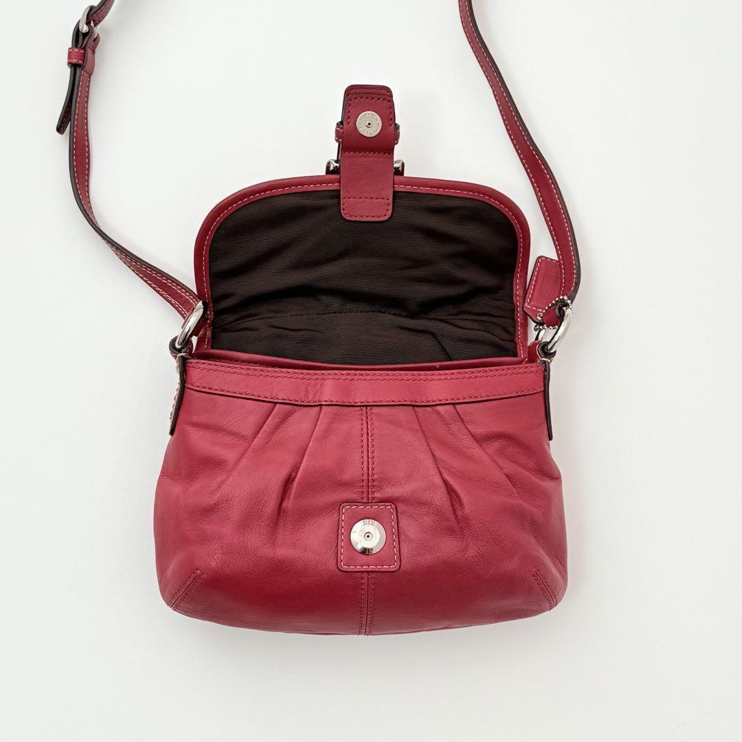 COACH Shoulder Bag Purse Soho Stitch Leather Red Authentic
