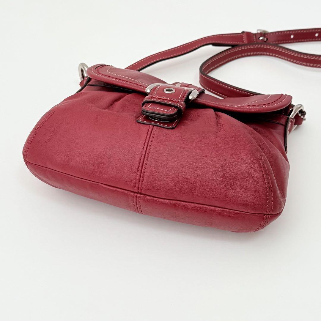 COACH Shoulder Bag Purse Soho Stitch Leather Red Authentic