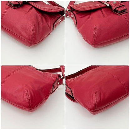 COACH Shoulder Bag Purse Soho Stitch Leather Red Authentic