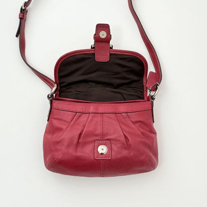 COACH Shoulder Bag Purse Soho Stitch Leather Red Authentic