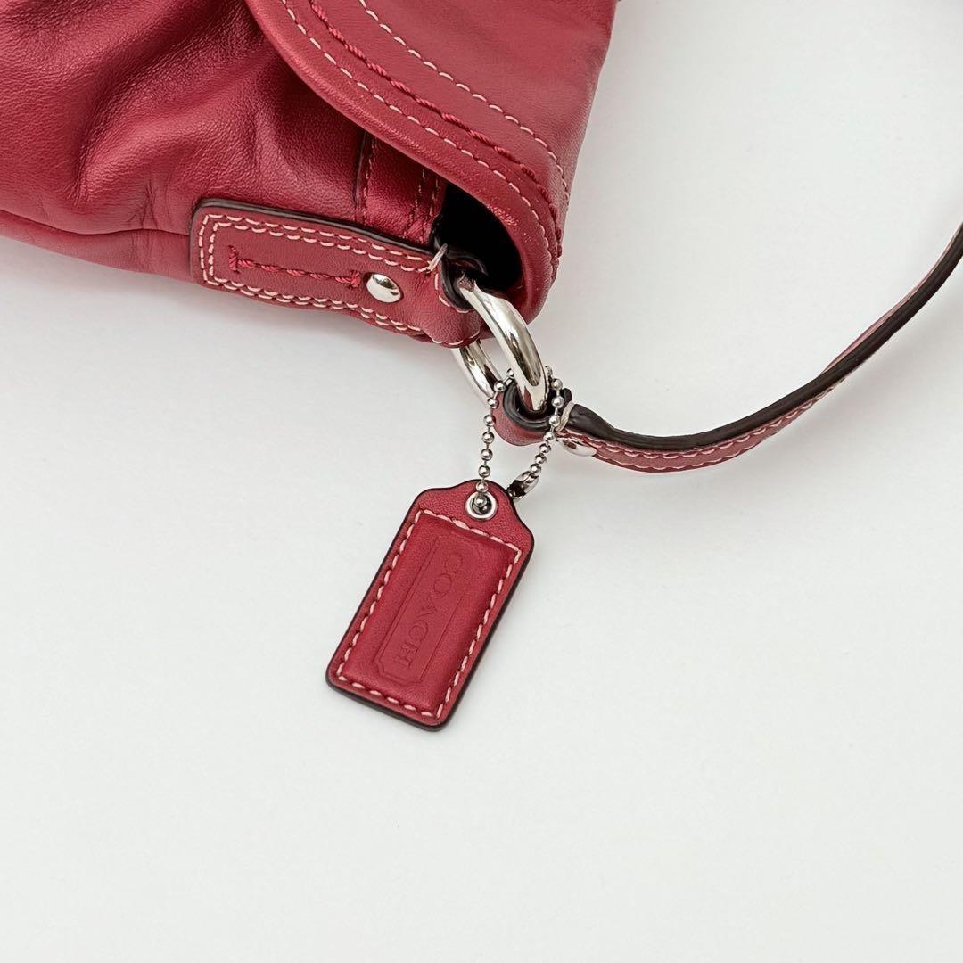COACH Shoulder Bag Purse Soho Stitch Leather Red Authentic