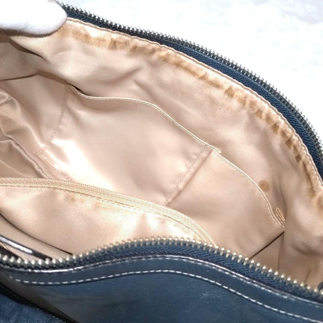 COACH Shoulder Bag Purse Leather metallic blue Authentic