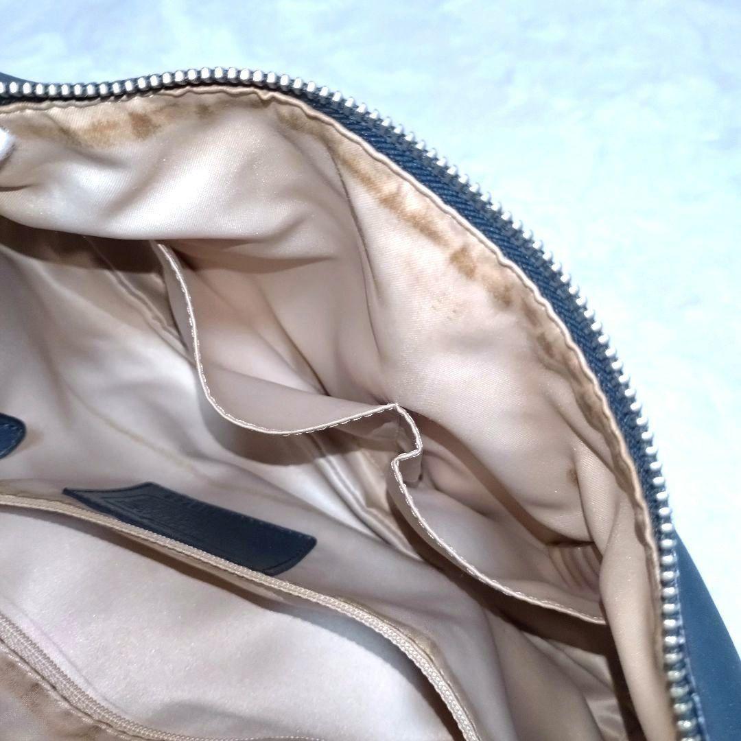 COACH Shoulder Bag Purse Leather metallic blue Authentic