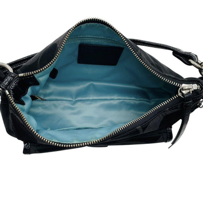 COACH Shoulder Bag Purse 2way Signature Canvas Leather Black Authentic