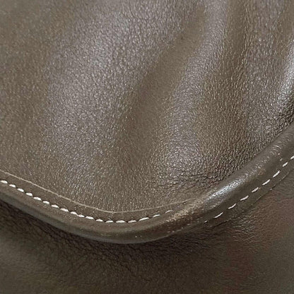 Christian Dior Shoulder Bag CD Stitch Brown Gold Leather Unisex Used Authentic