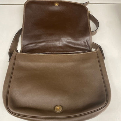 Christian Dior Shoulder Bag CD Stitch Brown Gold Leather Unisex Used Authentic