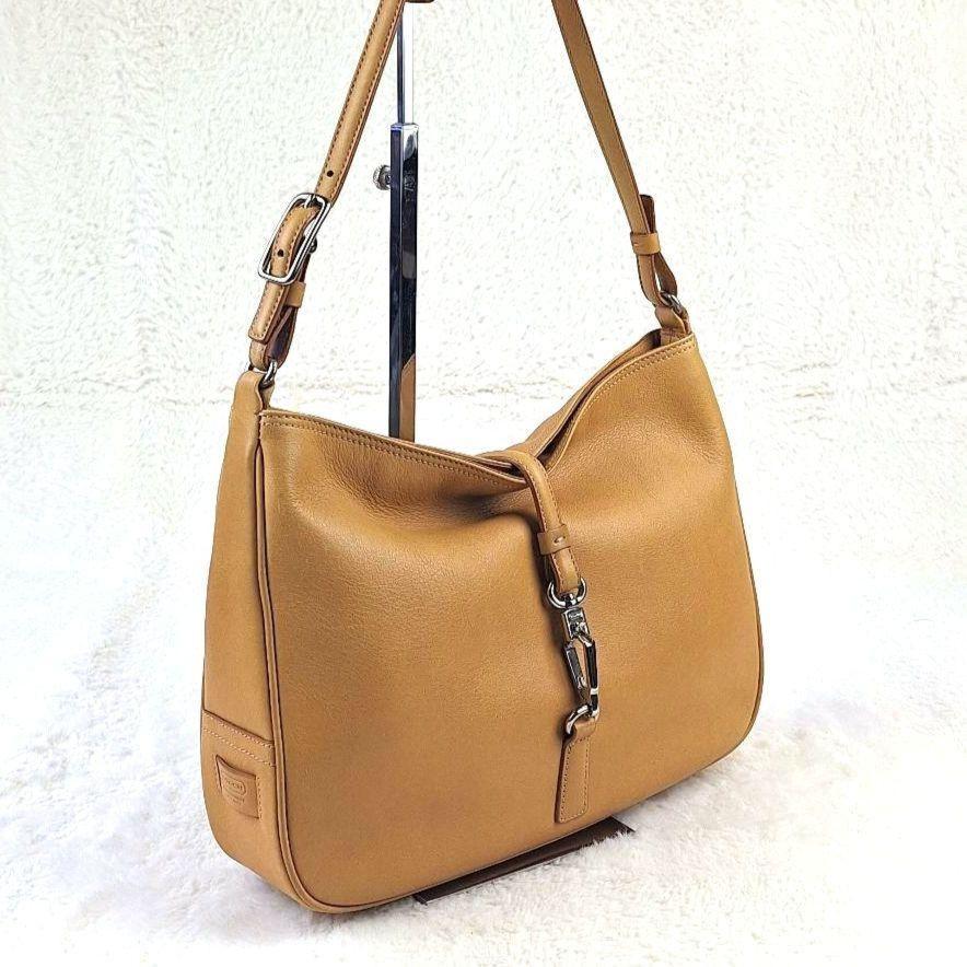 COACH Shoulder Bag Purse Old Leather Yellow Authentic