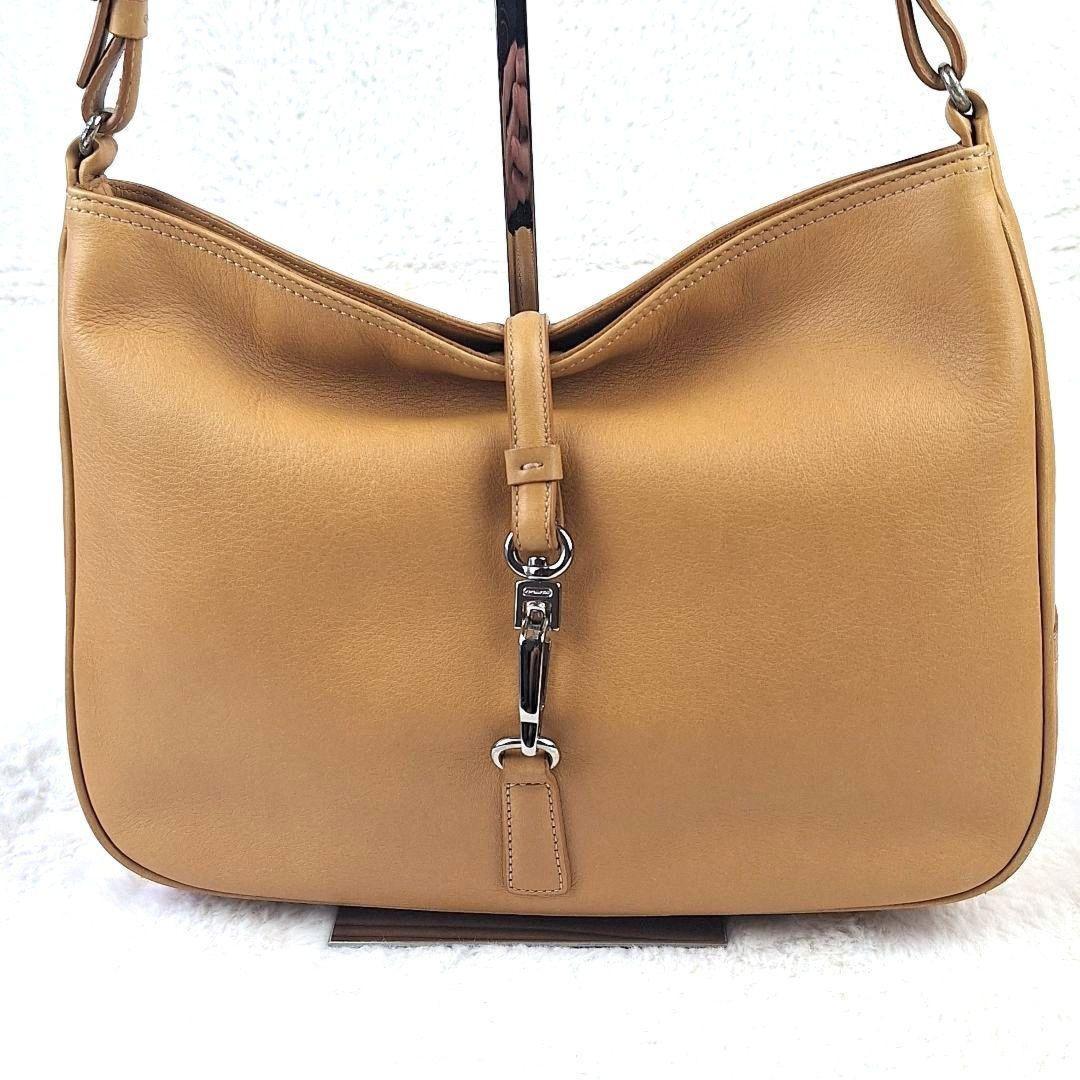 COACH Shoulder Bag Purse Old Leather Yellow Authentic