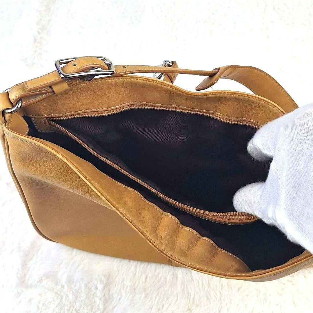 COACH Shoulder Bag Purse Old Leather Yellow Authentic