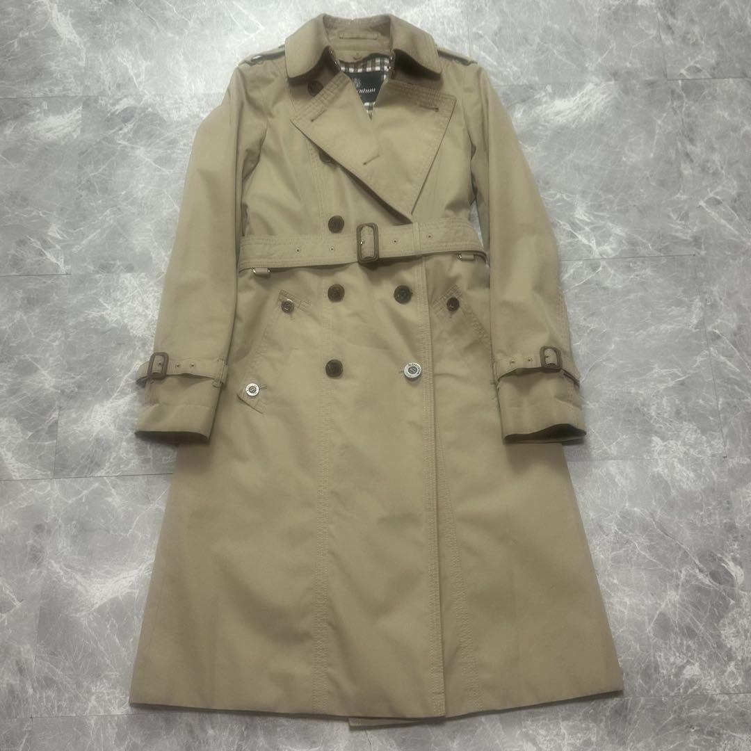 Aquascutum Trench Coat Club Check Asian fit L US size M Honey Beige Authentic