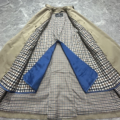 Aquascutum Trench Coat Club Check Asian fit L US size M Honey Beige Authentic