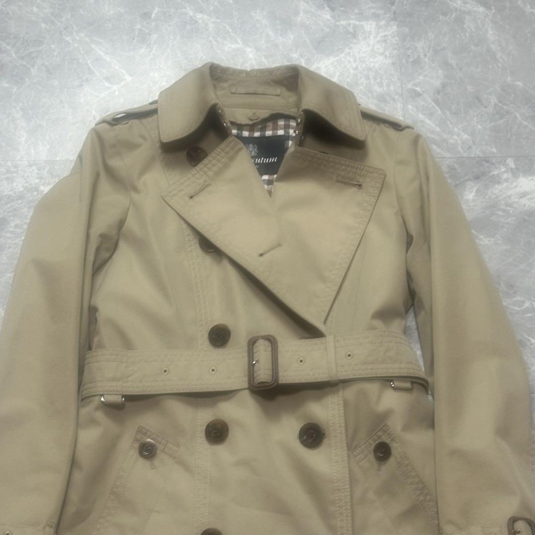 Aquascutum Trench Coat Club Check Asian fit L US size M Honey Beige Authentic