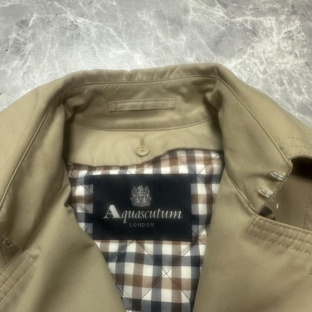 Aquascutum Trench Coat Club Check Asian fit L US size M Honey Beige Authentic
