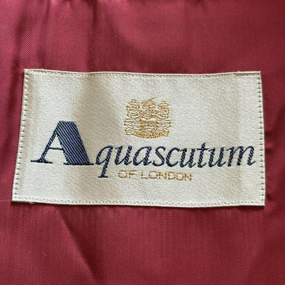 Aquascutum Long Coat Club Check Asian fit L US size M Wine Red Authentic