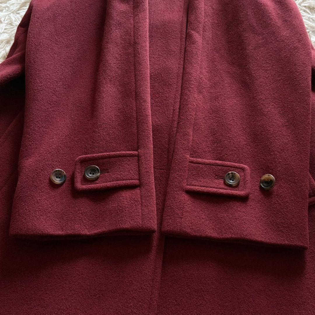 Aquascutum Long Coat Club Check Asian fit L US size M Wine Red Authentic