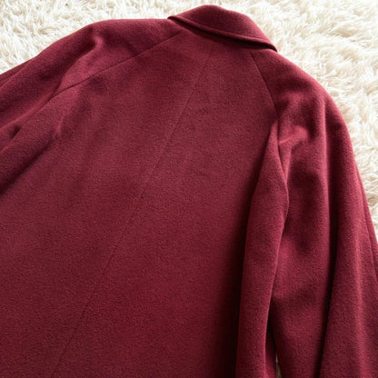 Aquascutum Long Coat Club Check Asian fit L US size M Wine Red Authentic