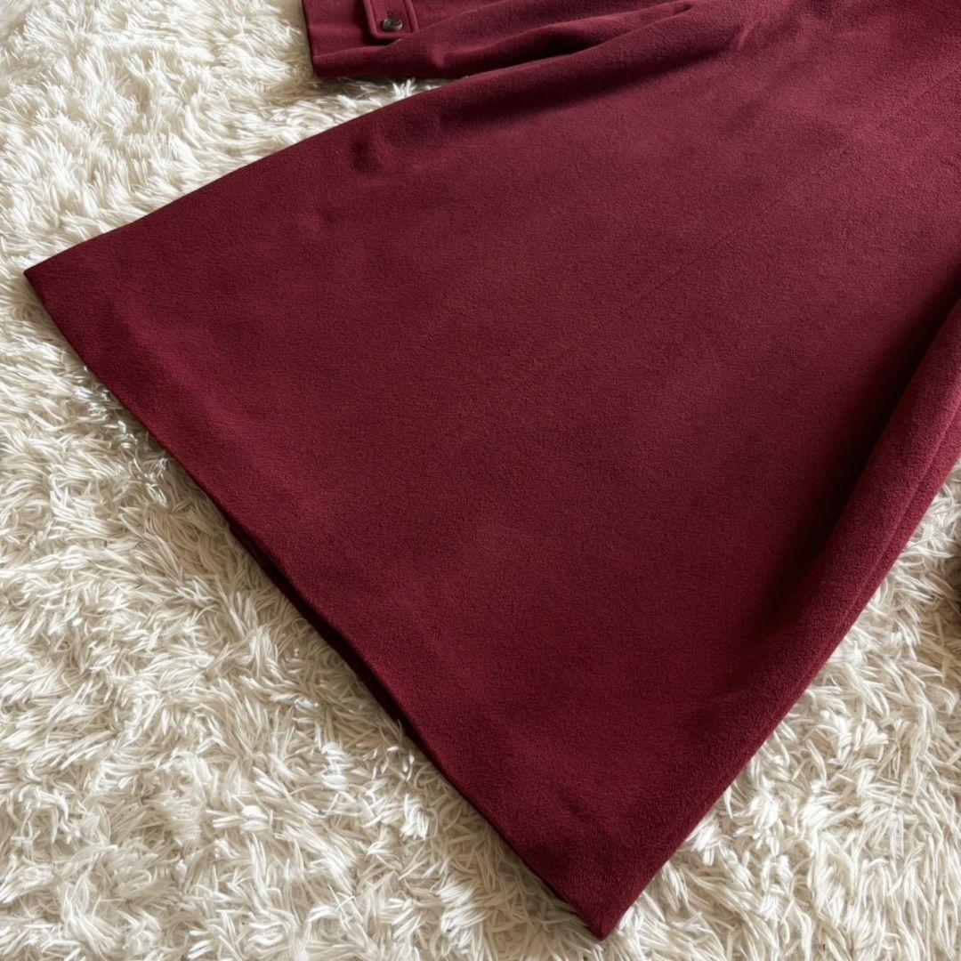 Aquascutum Long Coat Club Check Asian fit L US size M Wine Red Authentic